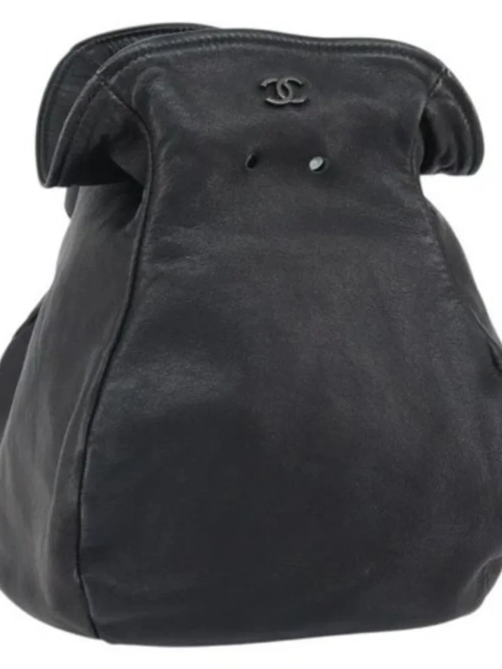 CHANEL Purse Pouch Lamb Skin Black CC Auth 164798